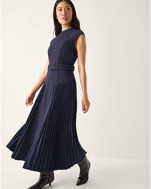 Monsoon Pleat Sleeveless Midi Dress - Blue