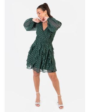 Anaya with love Anaya Metallic Thread Dress - Green