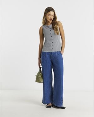 Simply Be Gingham Button Through - Blue
