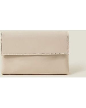 Accessorize Patent Fold-Over Clutch Bag - Natural