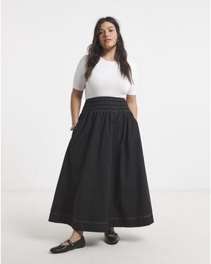 Simply Be Shirred Waist Skirt - Black