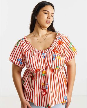 Simply Be Puff Sleeve Top - Red