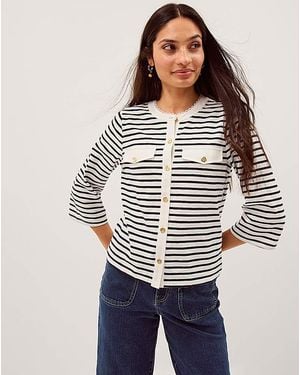 Monsoon Shania Stripe Jersey Top - White