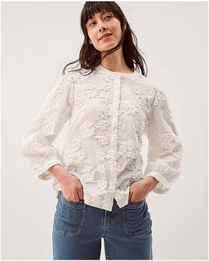 Monsoon Blair Floral Embroidered Blouse - Natural