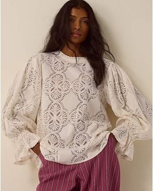 Monsoon Imogen Lace Blouson Blouse - Brown