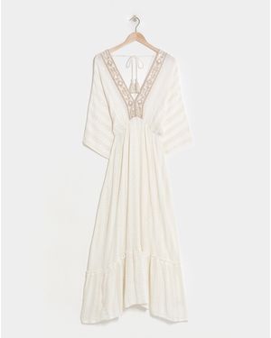 MAGISCULPT Lurex Maxi Beach Kaftan - White