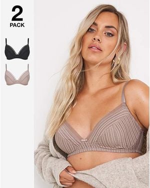Pretty Secrets 2 Pack Mollie Everyday Stripe Non Wired - Brown
