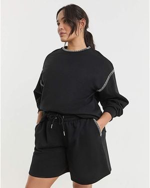 Simply Be Whipstitich Oversized Jogger Short - Black