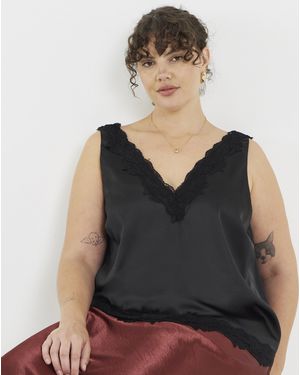 Simply Be Lace Trim Cami - Black