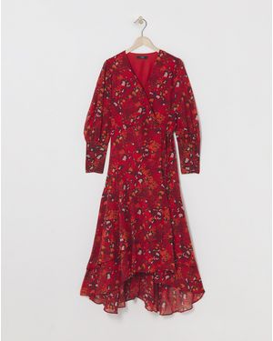 Joanna Hope Printed Wrap Midi Dress - Red
