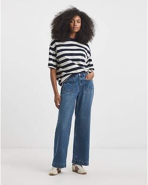 Simply Be Front Pocket Slim Wide Jeans - Blue