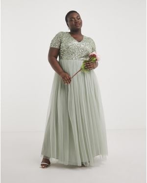 Maya Curve Maya V-Neck Sequin Dress - Green