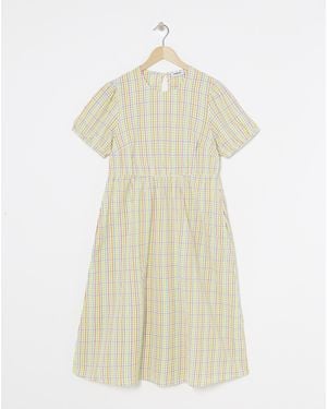 Simply Be Textured Gingham Midi Dress - White