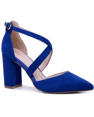 Paradox London Rachel Block Heel Shoes - Blue