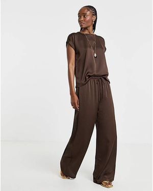 Vila Ellette Wide String Trouser - Brown