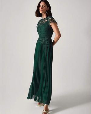 Monsoon Lace Pleated Bridesmaid Dress - Green