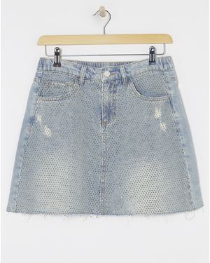 Simply Be Embellished Denim Mini Skirt - Blue