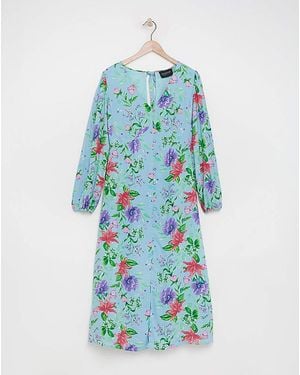 Lovedrobe Tropical Print Midi Dress - Blue