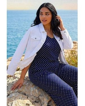 Roman Curve Cotton Denim Jacket - Blue