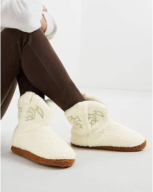Simply Be Cowboy Slipper Boot Standard - White