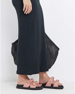 Simply Be Bow Detail Slider Sandals Wide - Blue