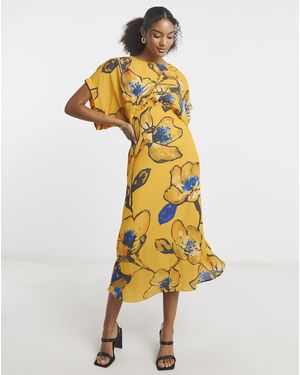 Joanna Hope Drape Sleeve Dress - Yellow
