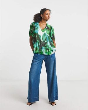 Joanna Hope Pleated Chiffon Blouse - Blue