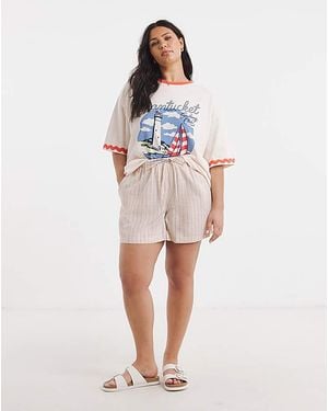Simply Be Stripe Linen Shorts - Multicolour