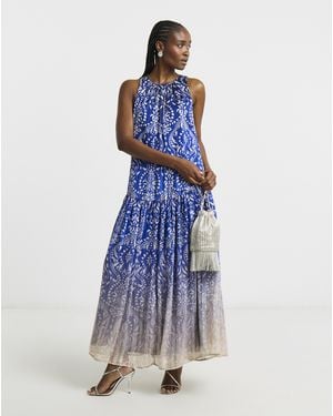 Joanna Hope Printed Halter Neck Dress - Blue