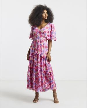 Simply Be Floral Prairie Maxi Dress - Pink
