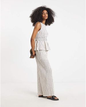 Simply Be Waffle Wide Leg Trouser - White