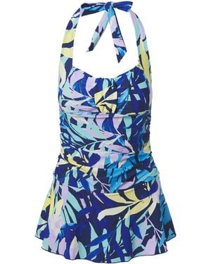 JD Williams Leaf Non Wired Halter Neck Swimdress - Blue