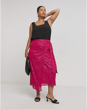 Lovedrobe Wrap Sequin Midi Skirt - Pink
