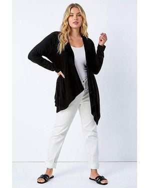 Roman Curve Waterfall Front Cardigan - Blue