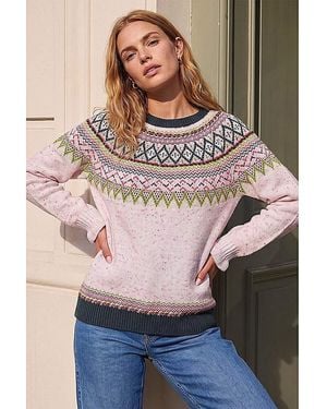 Roman Roman Fair Isle Frill Cuff Jumper - Pink