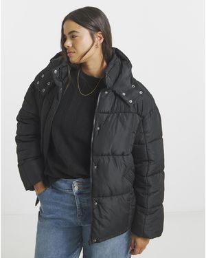 Simply Be Padded Short Coat - Black