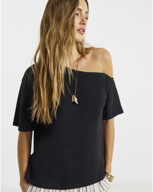 Simply Be Slub Off The Shoulder Top - Blue