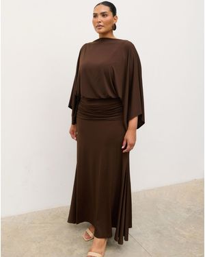 Pretty Lavish Riven Ruched Maxi Dress - Brown