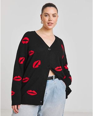 Simply Be Jacquard Boyfriend Cardigan - Red