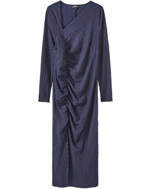 Simply Be Ruched Textured Jersey Midi Dress - Blue