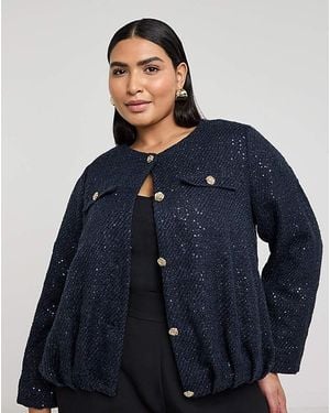 Joanna Hope Boucle Bomber Jacket - Blue