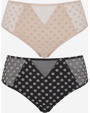 Pretty Secrets 2 Pack Everyday Hannah Spot Mesh Briefs - Black