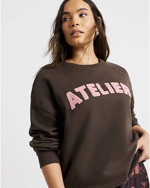 Simply Be Atelier Boucle Graphic Sweatshirt - Brown