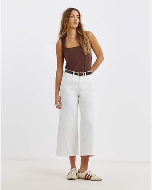 Simply Be 24/7 Crop Wide Leg Jeans - White