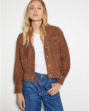Monsoon Iris Crop Suede Jacket - Blue