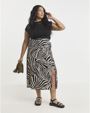 Simply Be Viscose Side Split Midi Skirt - White