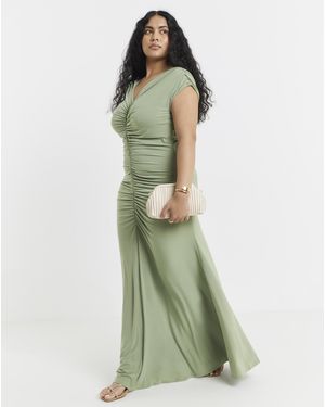 Simply Be Ruched Bridesmaid Dress - Green