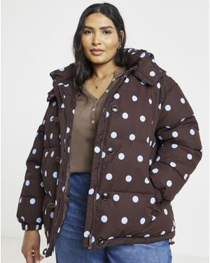 Simply Be Mid Length Printed Padded Coat - Grey
