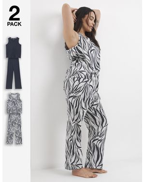 Pretty Secrets Zebra (2 Pack) Pj Set - White