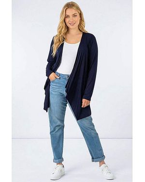 Roman Curve Waterfall Front Cardigan - Blue